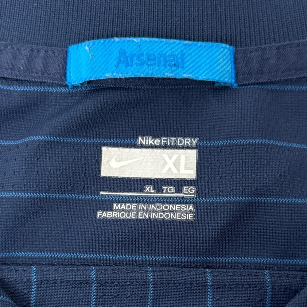 Nike Arsenal FC 2009-2010 Away Jersey Navy Blue Pinstripe XL Fly Emirates - Picture 5 of 11